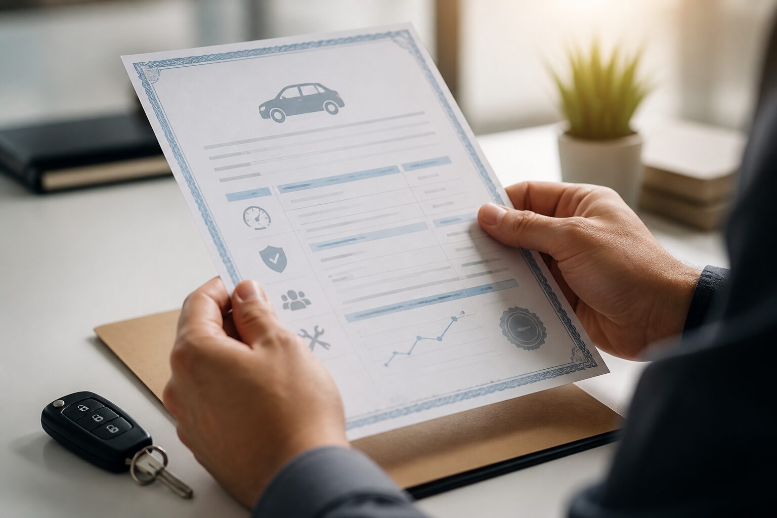 Car-Pass-document op het dashboard van een tweedehandsauto in België